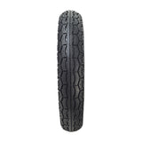 14x3 (3.00-8) QD005 Street Tread Tire for scooters and power chairs, showcasing a rugged tread pattern for enhanced traction, offering a smooth ride, available with an optional 90-degree angled valve stem.