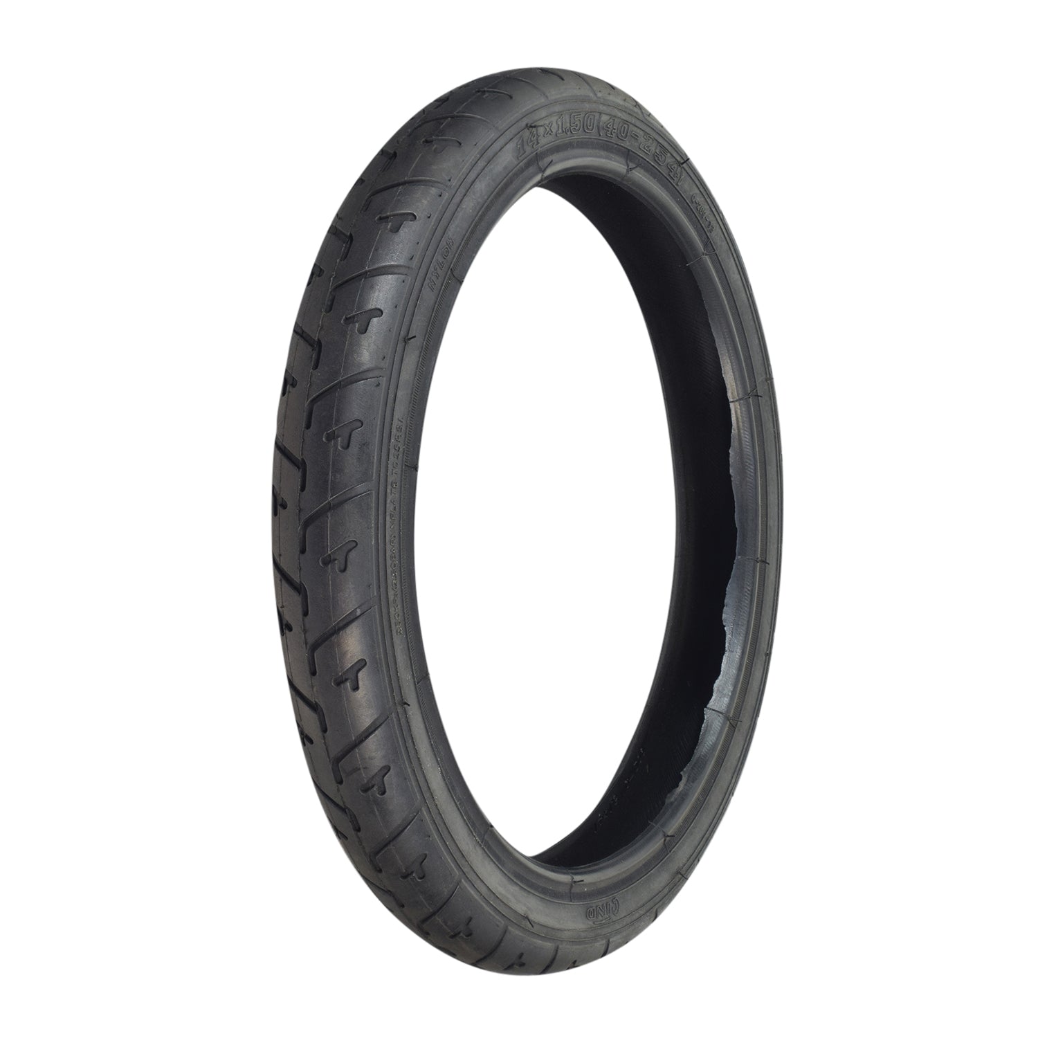 14x1.50 (40-254) Tire with Q209 Tread for the Breezer Itzy, featuring a detailed tread pattern, ideal for replacing worn front tires on Breezer Itzy bikes.