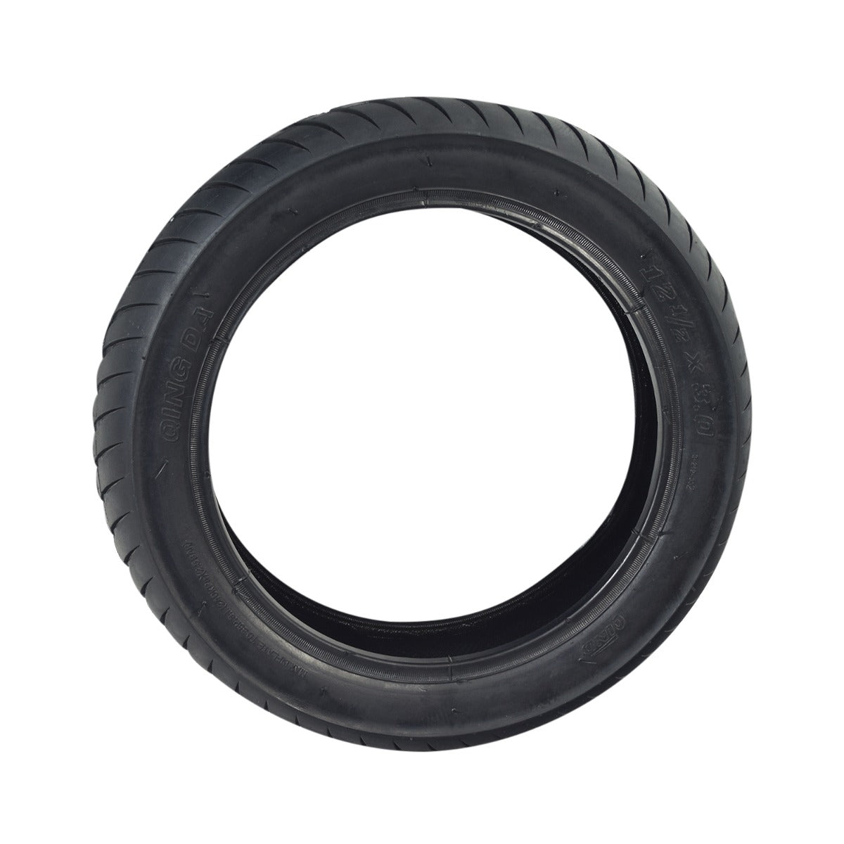 12-1/2x3.0 Tire with V-Groove Street Tread for the Schwinn S500 Scooter, featuring shallow grooves for superior grip on wet paved surfaces. Optionally available with a heavy-duty inner tube.