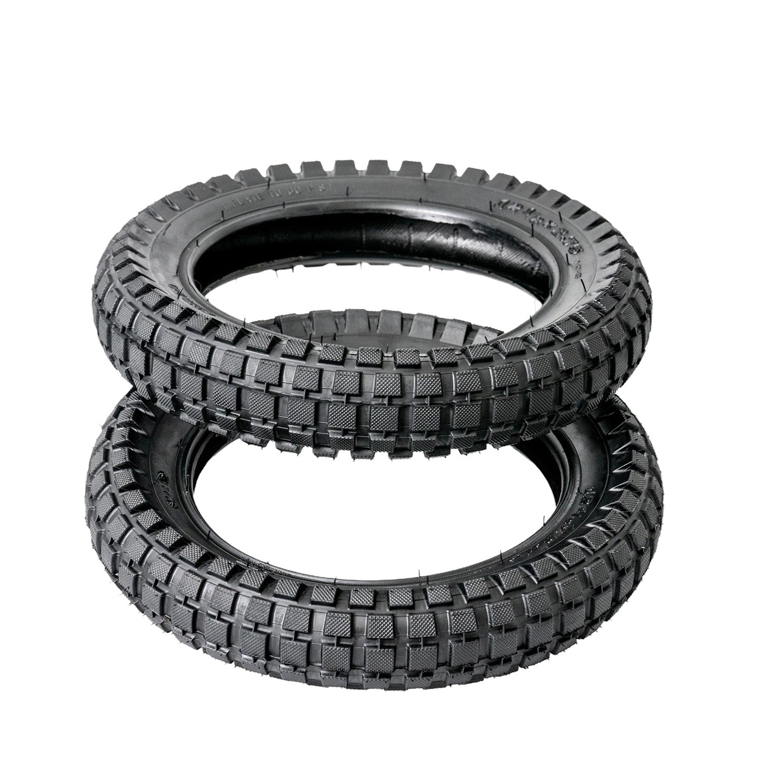 12-1/2x2.75 Dirt Bike Tire for Avigo Extreme Motorcross Bike, featuring a knobby tread ideal for off-road use, shown as a pair of black tires.