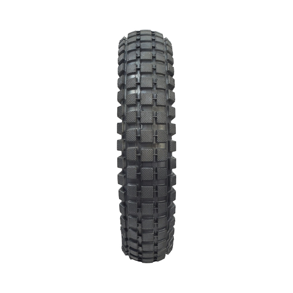 12-1/2x2.75 Dirt Bike Tire with KF824 Knobby Tread for Razor MX350 & MX400 Dirt Bikes, featuring a black tire with a distinctive square pattern and close-up view of its robust tread.