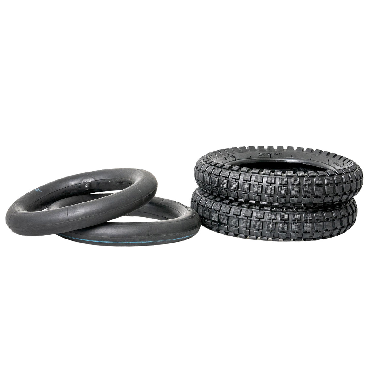 12-1/2x2.75 Dirt Bike Tire for Avigo Extreme Motorcross Bike shown in a stack, highlighting its knobby tread pattern, suitable for off-road use.