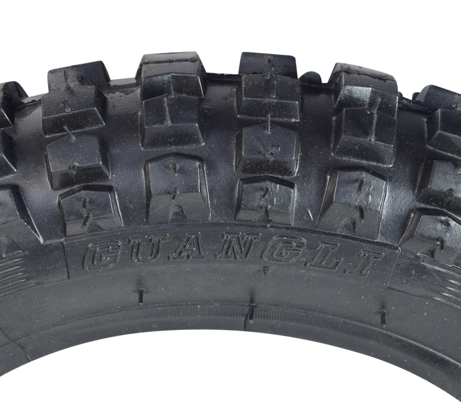 3.00-10 Tire with Knobby Tread for 49cc, 50cc, & 70cc Dirt Bikes, close-up showing detailed tread pattern, ideal for mini dirt bikes, available with optional inner tubes for enhanced performance.