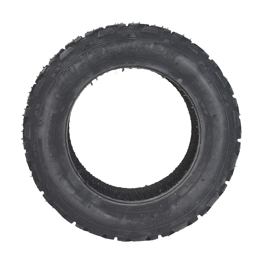 10x4.00-6 Minimoto ATV Tire with Q127 Tread, featuring a central hole and visible tread patterns, ideal for ATV use.