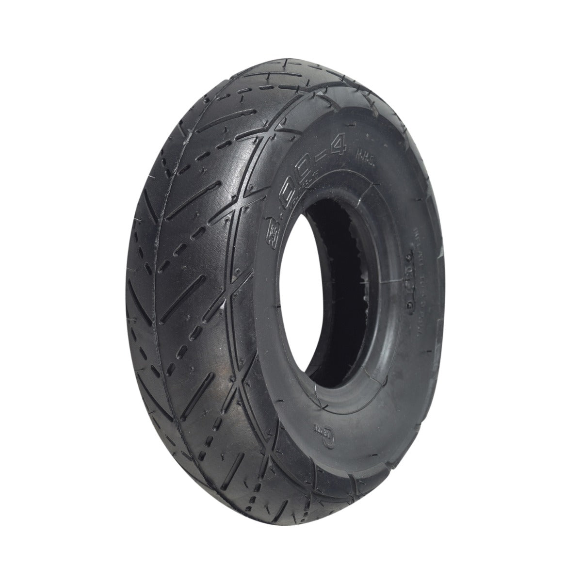 10x3.50-4 (3.00-4) Minimoto Sport Racer Tire, showing a close-up of the tread pattern and central hole, designed for electric and gas scooters and utility equipment.