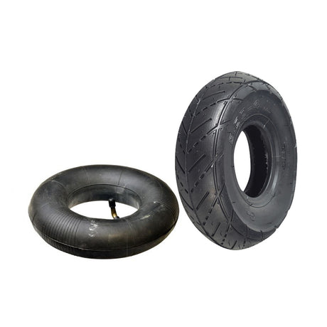 3.00-4 (10x3, 260x85) Tire for the Razor E300 Scooter (Versions 1-40), showing a close-up of the black tire's tread and a matching inner tube with a valve stem.