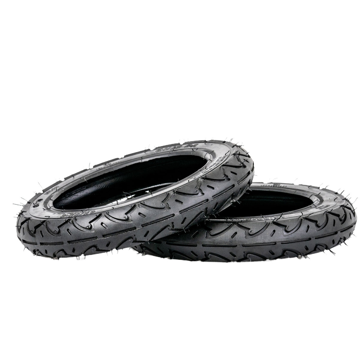 12-1/2x2-1/4 (57-203/62-203) Kick Scooter Tire with Q203 Tread, featuring radiating grooves for extra traction, shown in close-up with detailed tread pattern for enhanced grip.