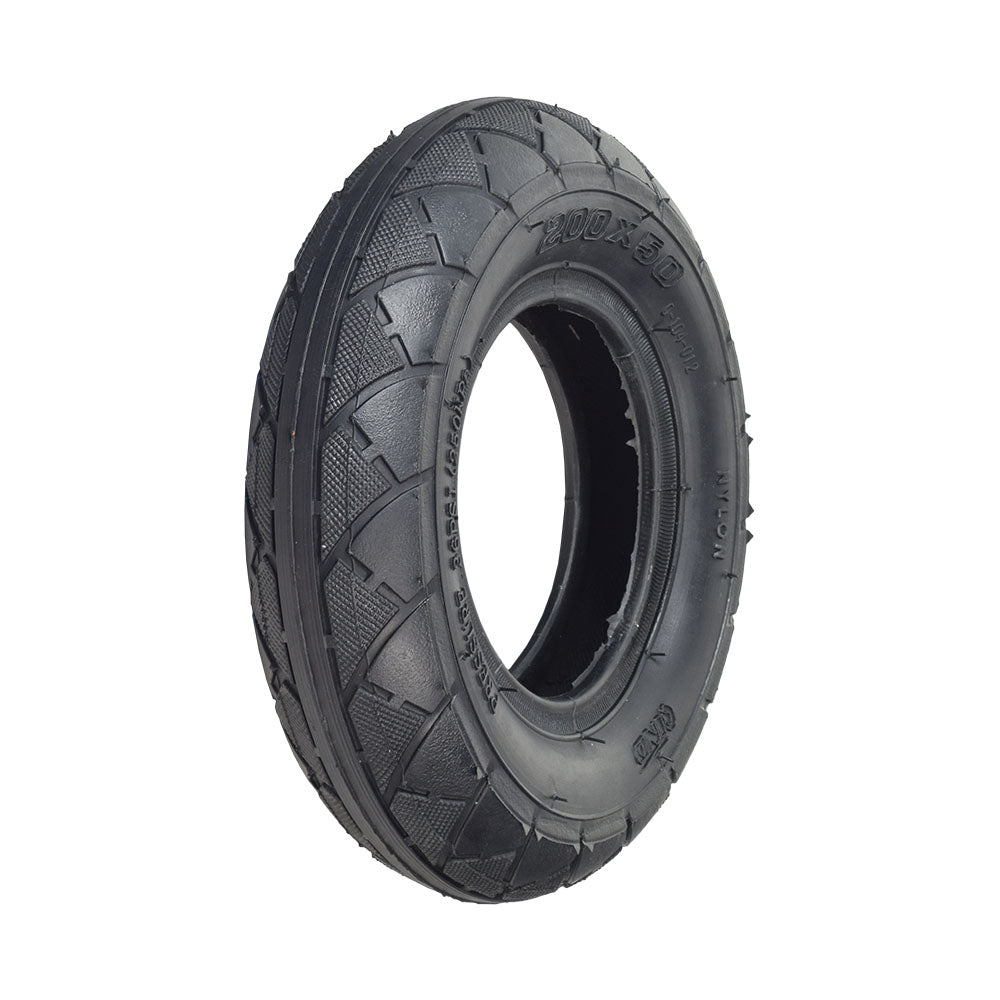 200x50 (8x2) Scooter Tire with Q104 Tread, showing a detailed close-up of the black rubber tread and center, perfect for various recreational scooters.