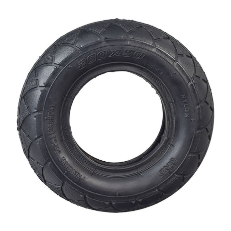 200x50 (8x2) Scooter Tire with Q104 Tread, showcasing a close-up of the tire's distinctive circular and diamond pattern tread, suitable for various recreational scooter models.