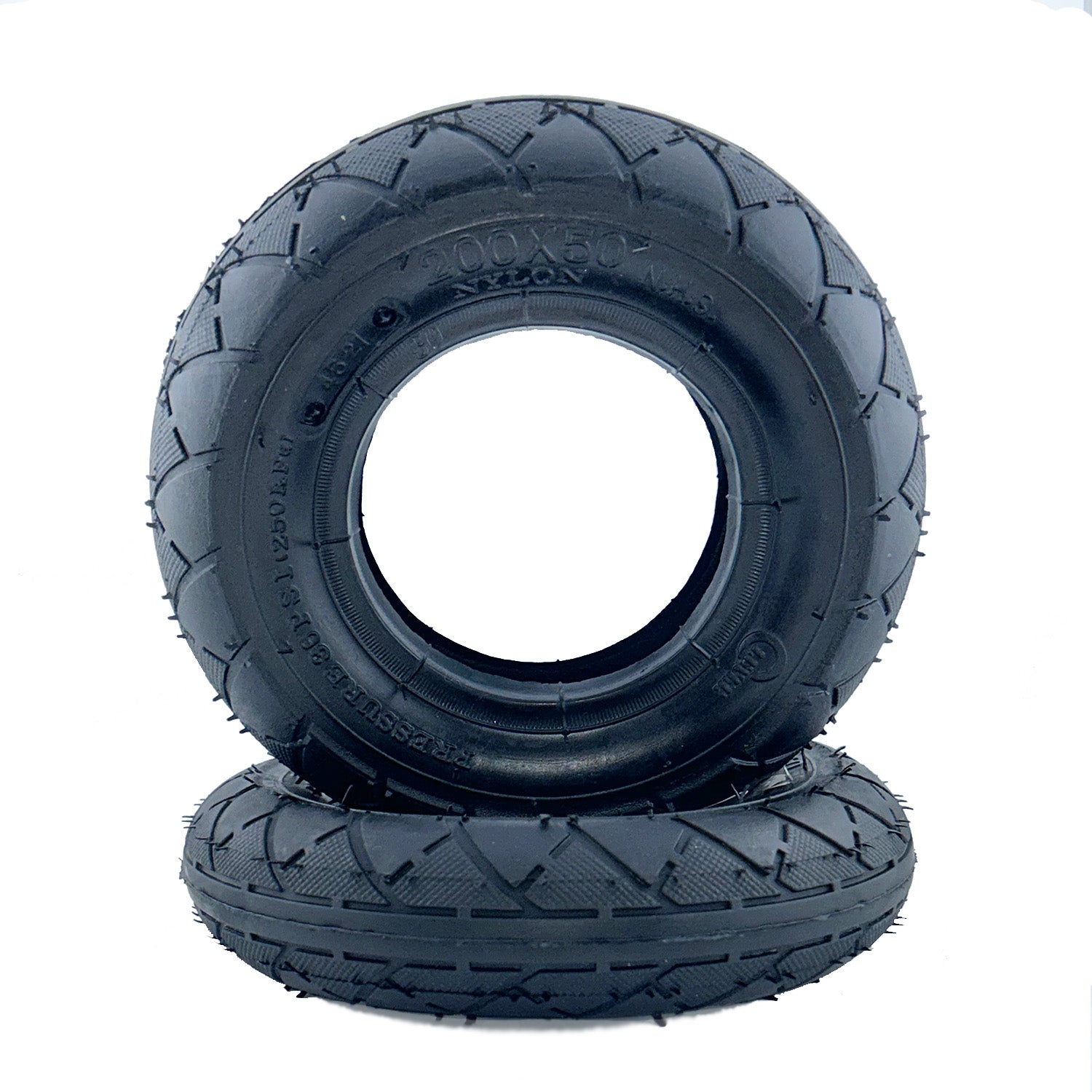 200x50 (8x2) Scooter Tire for Razor E275 featuring a tread pattern similar to gas-powered scooters, designed for pavement grip.