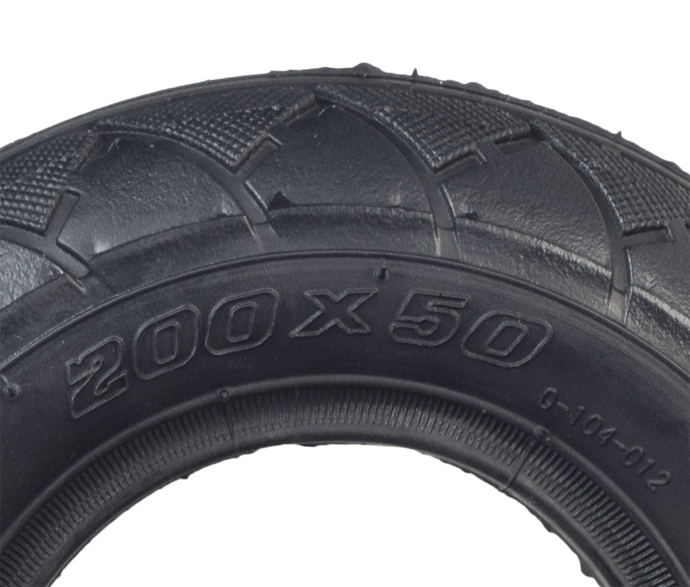 Close-up of the 200x50 (8x2) Scooter Tire with Q104 Tread, highlighting the detailed tread pattern and robustness, ideal for various recreational scooters.