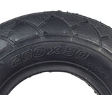 Close-up of the 200x50 Razor Tire and Tube Set, showing the tread pattern and part of the logo, designed for Razor scooters like the Crazy Cart and E100.