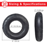 200x50 (8x2) Scooter Tire & Inner Tube Set displayed with a visible tread pattern, measurements, and comparison details, highlighting a complete tire and inner tube combination for scooters.