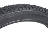 Close-up of 16x1.75 tire and inner tube combination for scooters, bikes, and 3-wheel trikes, showcasing the detailed KF831 tread pattern with shallow grooves for optimal traction and smooth control.