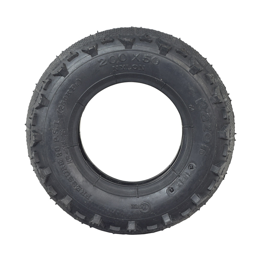 200x50 (8x2) Tire with KF914 Tread for the Razor Dune Buggy, featuring a durable black rubber design and visible tread pattern, suitable for both front and rear wheels.