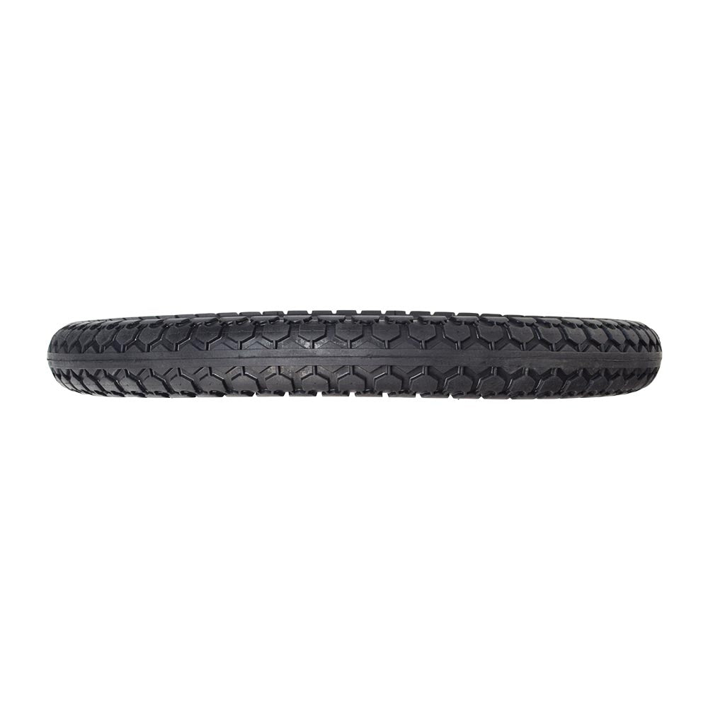 16x2.125 Front Tire for the Razor DXT Electric Drift Trike, featuring a distinct tread pattern, designed for the front rim. Available with optional straight or angled valve stem inner tubes.