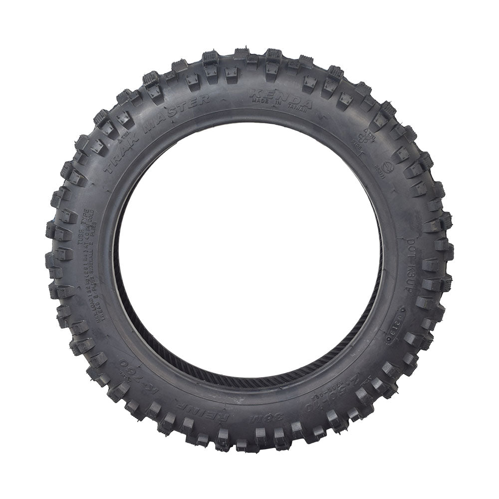 2.50-10 Trakmaster II Dirt Bike Tire with K760 Tread, showcasing its knobby tread pattern ideal for loose or rough surfaces, perfect for both serious racers and casual riders.