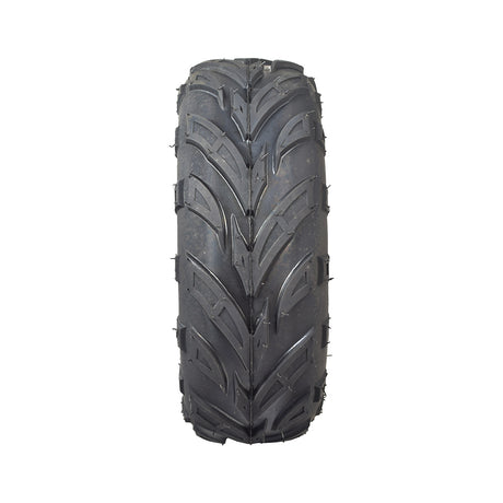 145/70-6 Front Tire with V-Tread for Coleman KT196 & CK196 Go-Karts, showcasing an aggressive V-tread pattern ideal for off-roading on loose surfaces like sand and gravel.