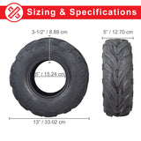 145/70-6 tire for Motovox MBX10, MBX11, and MBX12 Mini Bikes, featuring an aggressive KF907 V-tread. The image shows a detailed size comparison and a close-up of the tread pattern.