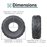 19x7.00-8 Tire with QD116 V-Tread for Baja Mini Bikes MB165 & MB200, ATVs, & Go Karts, showing aggressive V-tread pattern for superior traction and control in various terrains.