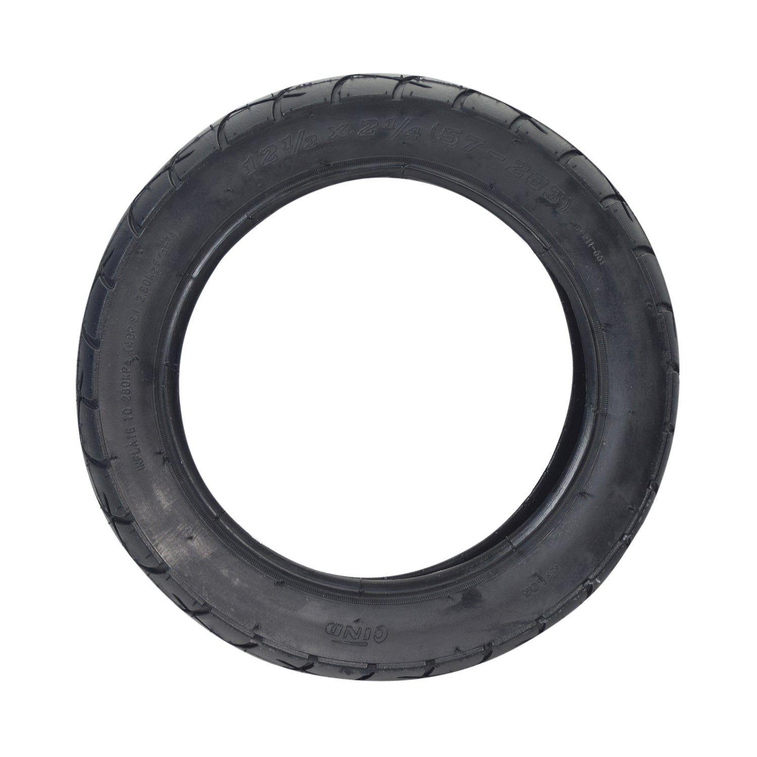 12-1/2x2-1/4 Wide Tread Tire for Dynacraft Hello Kitty & Surge 24 Volt City Scooters, featuring a robust black tread designed for enhanced grip and stability, ideal for various electric scooter models.