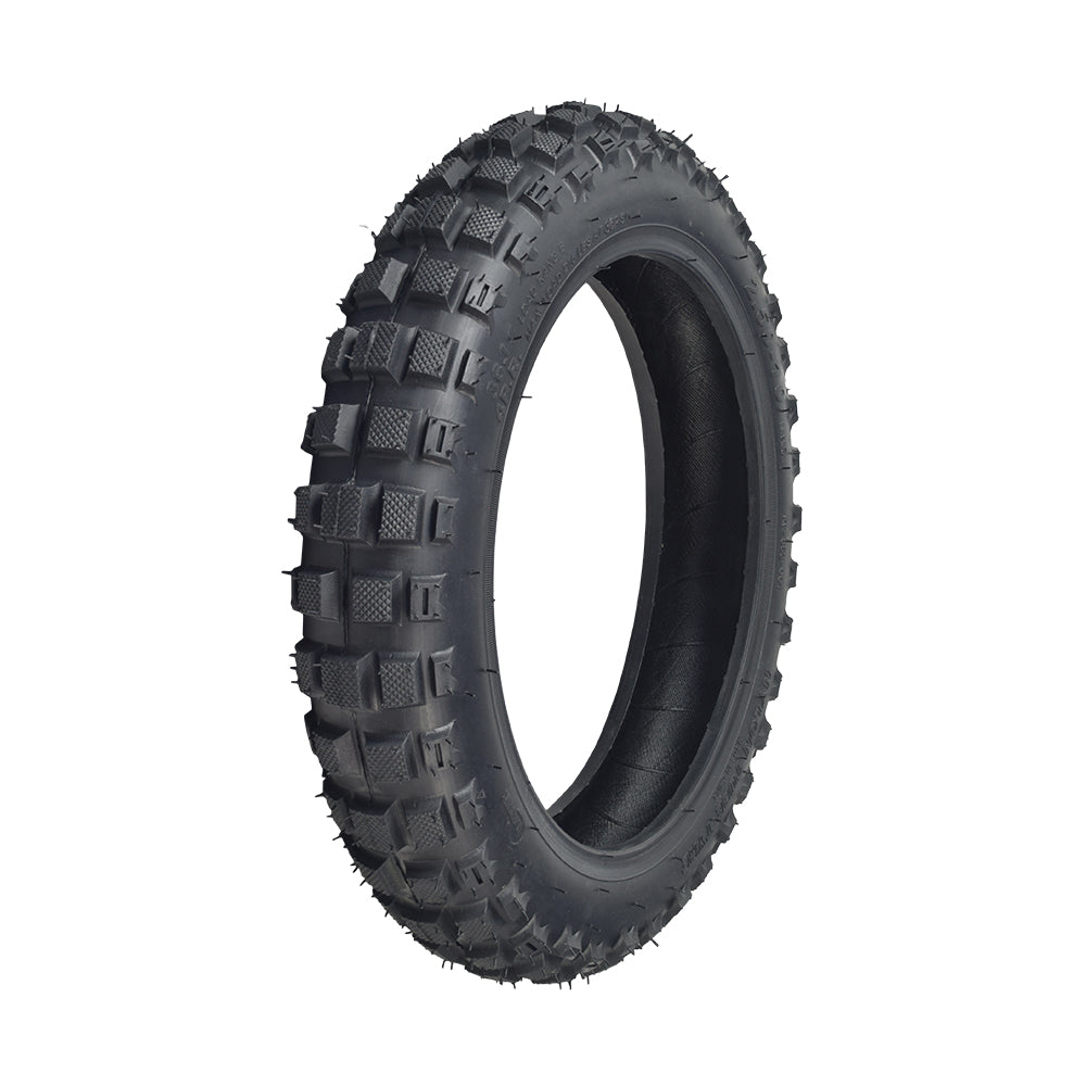 2.50-10 Rear Tire for Razor MX500, & MX650 Dirt Bikes. Features knobby tread for enhanced traction, suitable for rear wheel use, with an option for inner tubes (straight or angled valve stem).