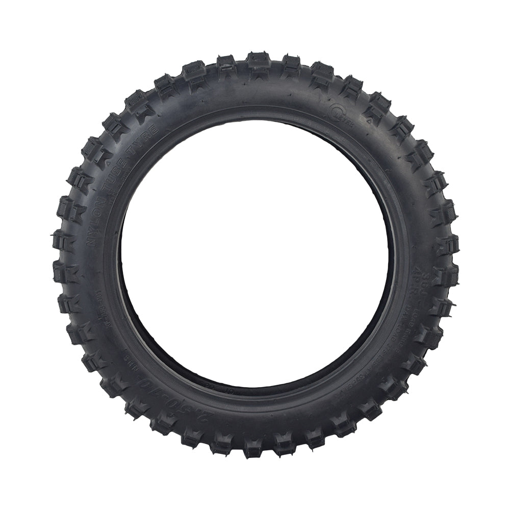 2.50-10 Dirt Bike Tire with Knobby Tread Pattern, ideal for Razor MX500 and MX650, featuring durable rubber and knobby tread for off-road performance.