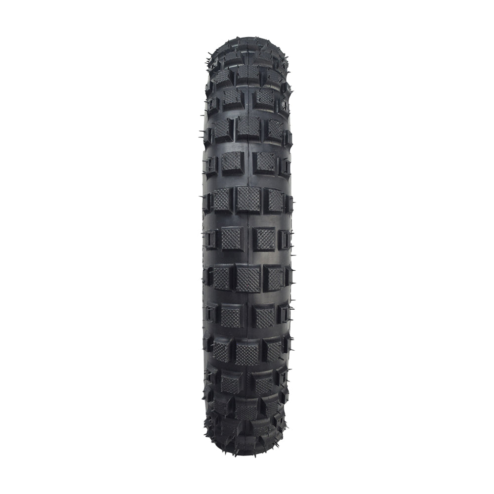 2.50-10 Tire for the Razor SX500 McGrath Dirt Rocket, shown in close-up with black treads, ideal for both front and rear rims, offering excellent traction for dirt biking adventures.