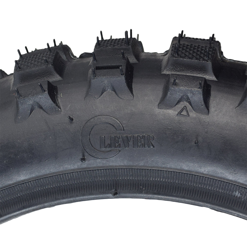 Close-up of the 2.5-10 Tire & Tube Set for Baja, Honda, Minimoto, Motovox, & Razor Dirt Bikes, showing the tire's textured surface and inner tube suitable for various dirt bike models.