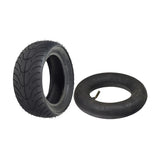 110/50-6.5 Tire for Mini Bikes with shallow grooved tread, visible black rubber texture, and optional inner tube. Ideal for models like Jetson Junior and Monster Moto MM-eRCH.