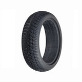 6.5 Tire for Self Balancing Hoverboards, a black solid tire with tread, designed for hard surface riding on hoverboards, featuring a black rim and non-inflatable construction.