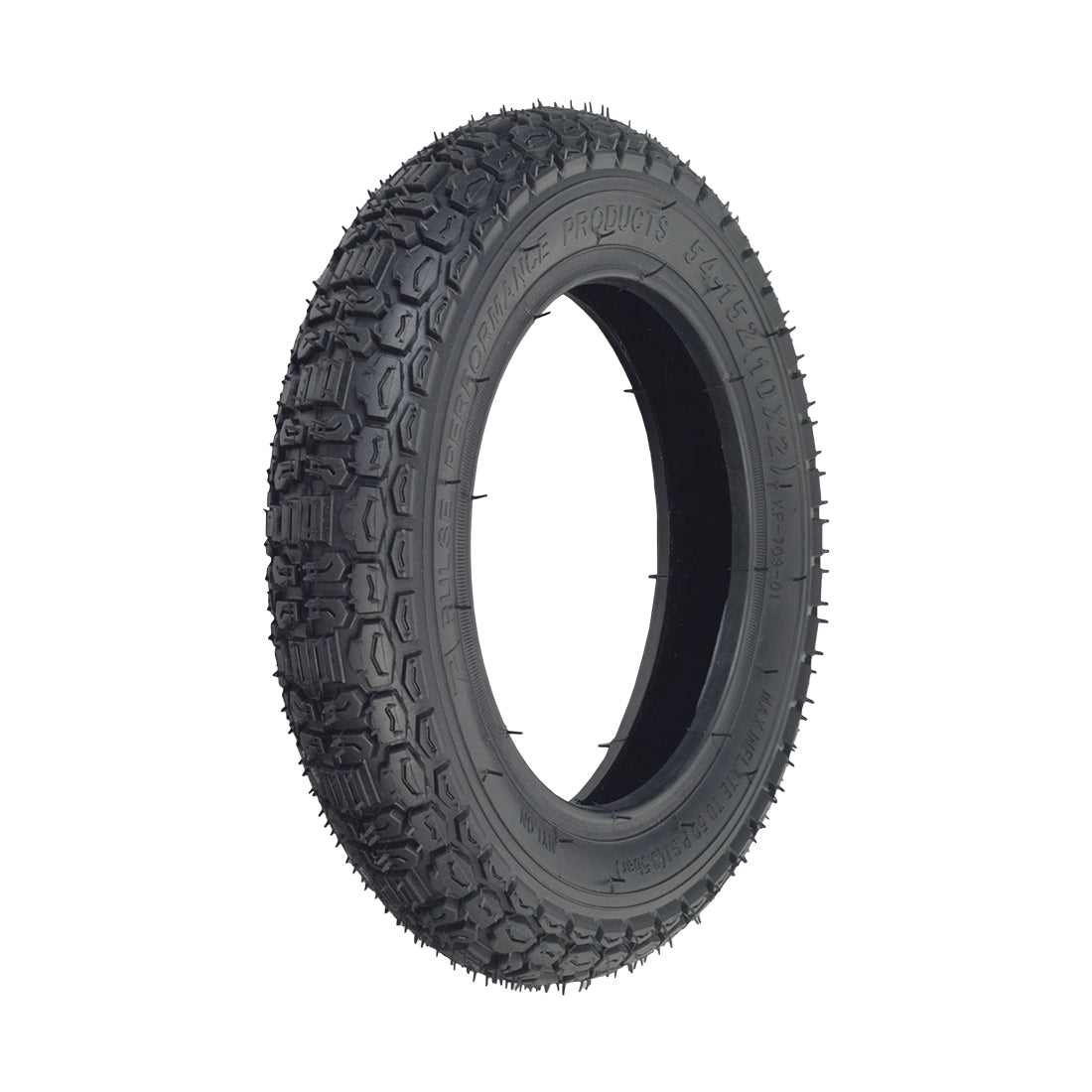 10x2 (54-152) Dirt Bike & Scooter Tire with KF709 Tread, showing a close-up of the mildly aggressive tread pattern, ideal for maintaining control while kicking up dust.