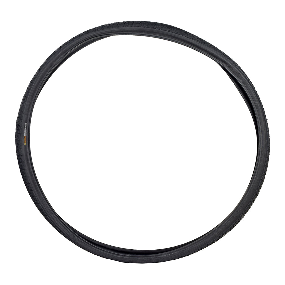 700x35 Bicycle Tire with K830 Tread (Kenda) featuring a wire bead and hybrid tread, ideal for street use and easy trails. The tire is shown in a circular configuration.