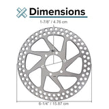 Front Brake Disc Rotor for Razor MX500 & MX650 Electric Dirt Bikes, featuring a circular metal design with six evenly spaced mounting holes, ideal for replacing the factory-installed brake disc.