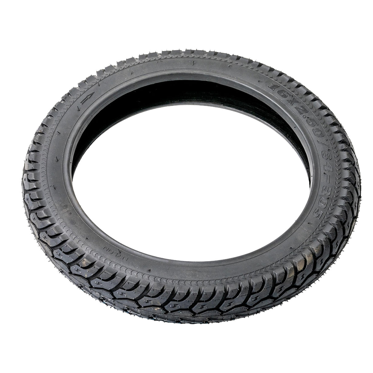 16x2.50 Pneumatic Tire for eWheels EW-36 & EW-36 Elite Scooters, featuring a directional tread pattern, ideal for mobility scooters, shown on a white background.