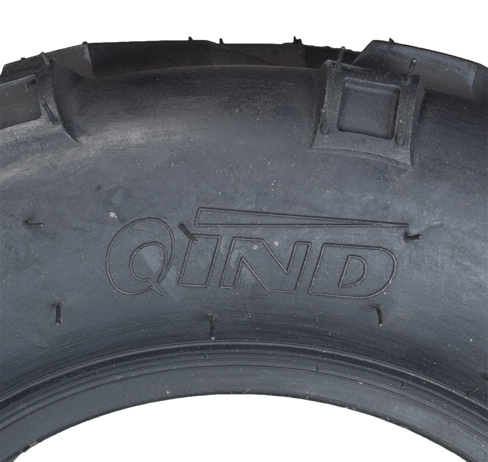 Close-up of a 16x6-8 Rear Tire with V-Tread for Hammerhead & TrailMaster Go-Karts, showcasing the detailed QD116 V-tread pattern designed for optimal performance on loose surfaces like sand and gravel.