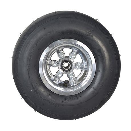 Rear Drift Wheels for the Razor DXT Electric Drift Trike (Set of 2) featuring black, treadless tires with silver rims, designed for high-performance drifting with 6002-2RS bearings.