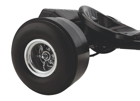 Rear Drift Wheel for the Razor DXT Electric Drift Trike (Blemished) featuring a slick, treadless tire with a black seat attached.