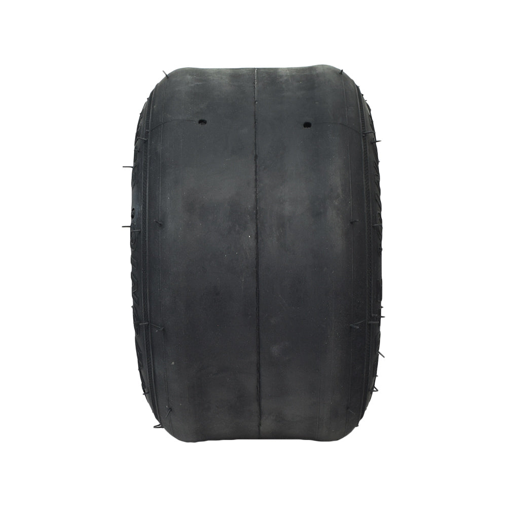 10x4.50-5 Tubeless Slick Tire for the Coleman DT200 Drift Trike, featuring small indentations for drift sleeves and a smooth, treadless surface for optimal drifting and racing.