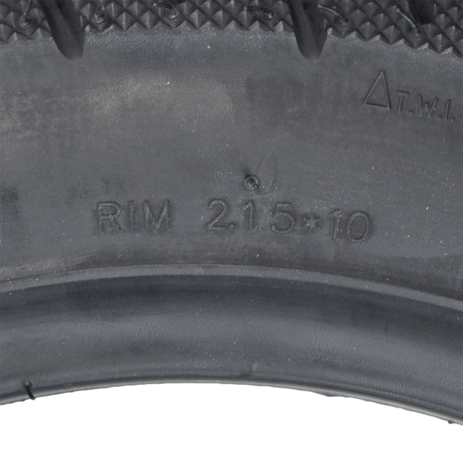 Close-up of the 3.00-10 (16x3) Pneumatic Tire for Pride Raptor & Baja Raptor 2 Scooters, highlighting the shallow-siped tread and durable black rubber construction for enhanced maneuverability and dependability.