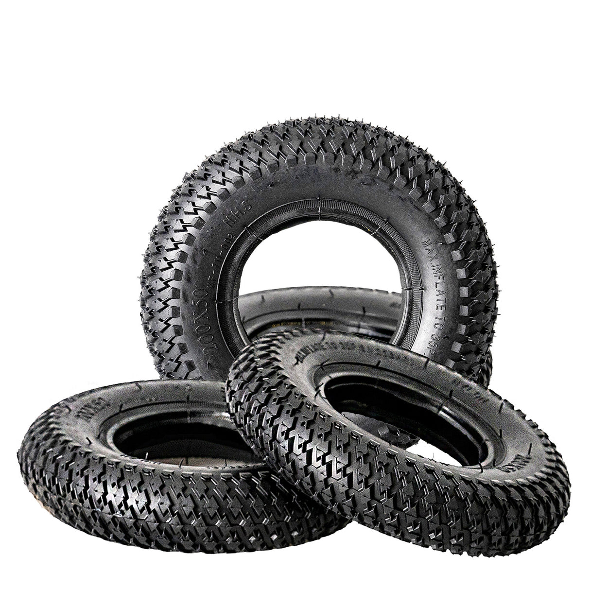 200x50 (8x2) Tire with Knobby Diamond Tread for the Razor Dune Buggy, showcasing close-up details of the raised diamond-shaped knobs designed for enhanced traction on loose surfaces.