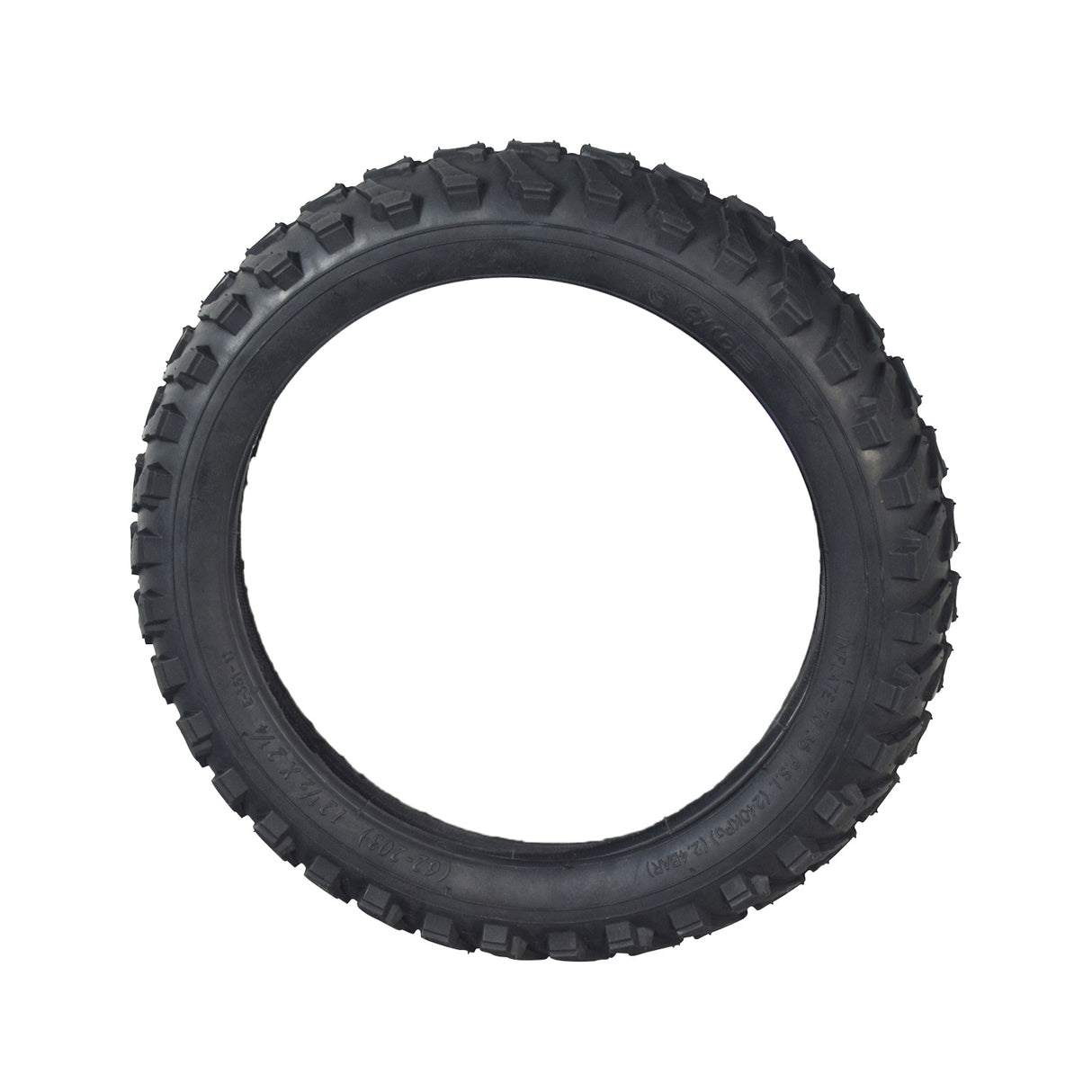 12-1/2 x 2-1/4 Dirt Bike Tire with E351 Knobby Tread for Razor MX125 & SX125 Dirt Bikes showing detailed treads and durable construction.