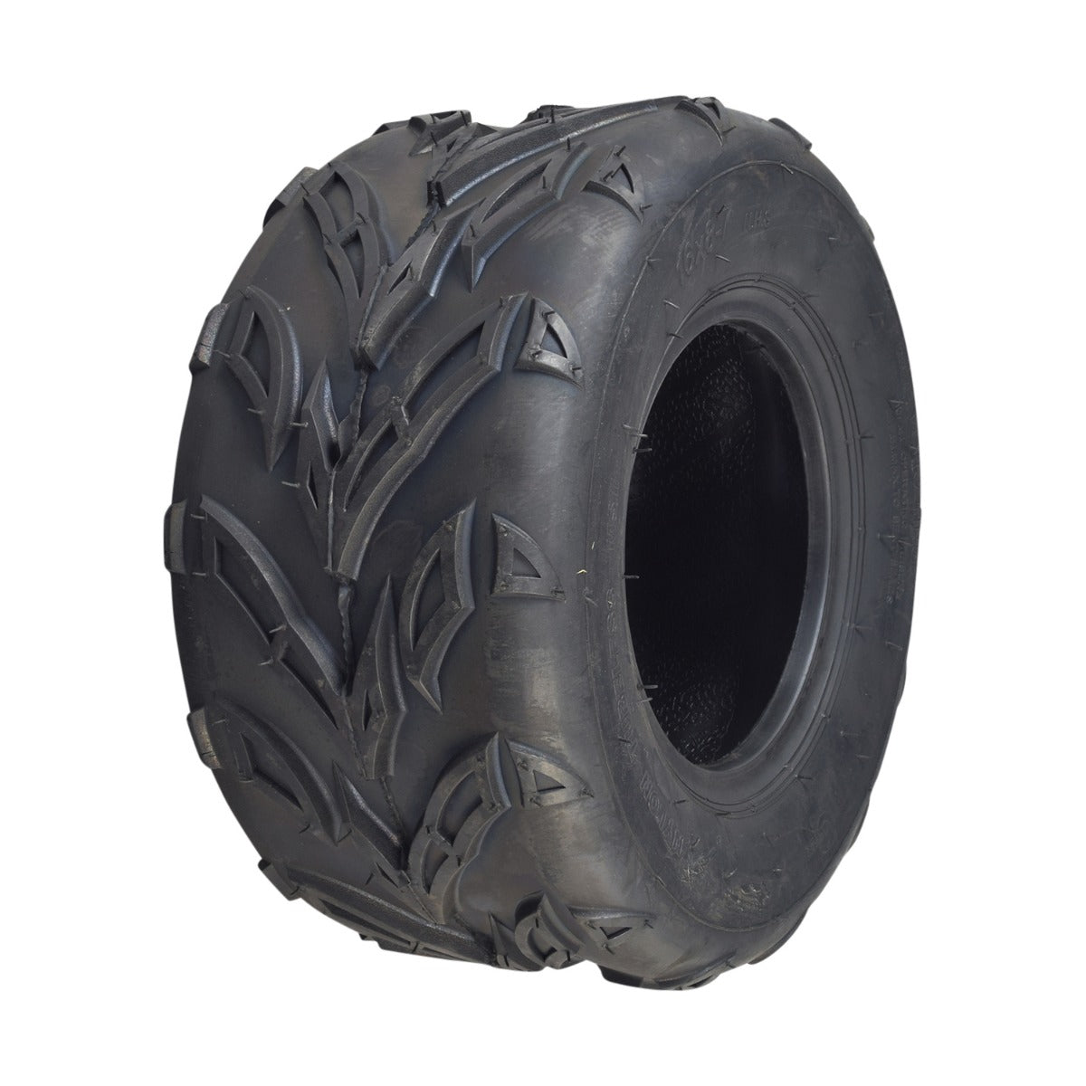 16x8.00-7 V-Tread ATV & Go-Kart Tire, showcasing an aggressive V-tread pattern for superior traction on mud, grass, and hard-packed dirt. Ideal for small engine ATVs and go-karts.