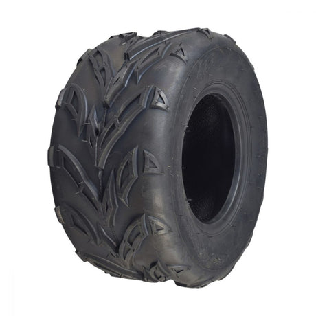 16x8-7 Rear Tire for the Realtree RTK200 Go-Kart featuring a close-up of its bold V-tread pattern, designed for traction on loose surfaces like mud, sand, and gravel.