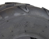 Close-up of the 16x8.00-7 V-Tread ATV & Go-Kart Tire showcasing its aggressive V-tread pattern, designed for superior ground grip and traction on various surfaces, including mud, grass, and dirt.