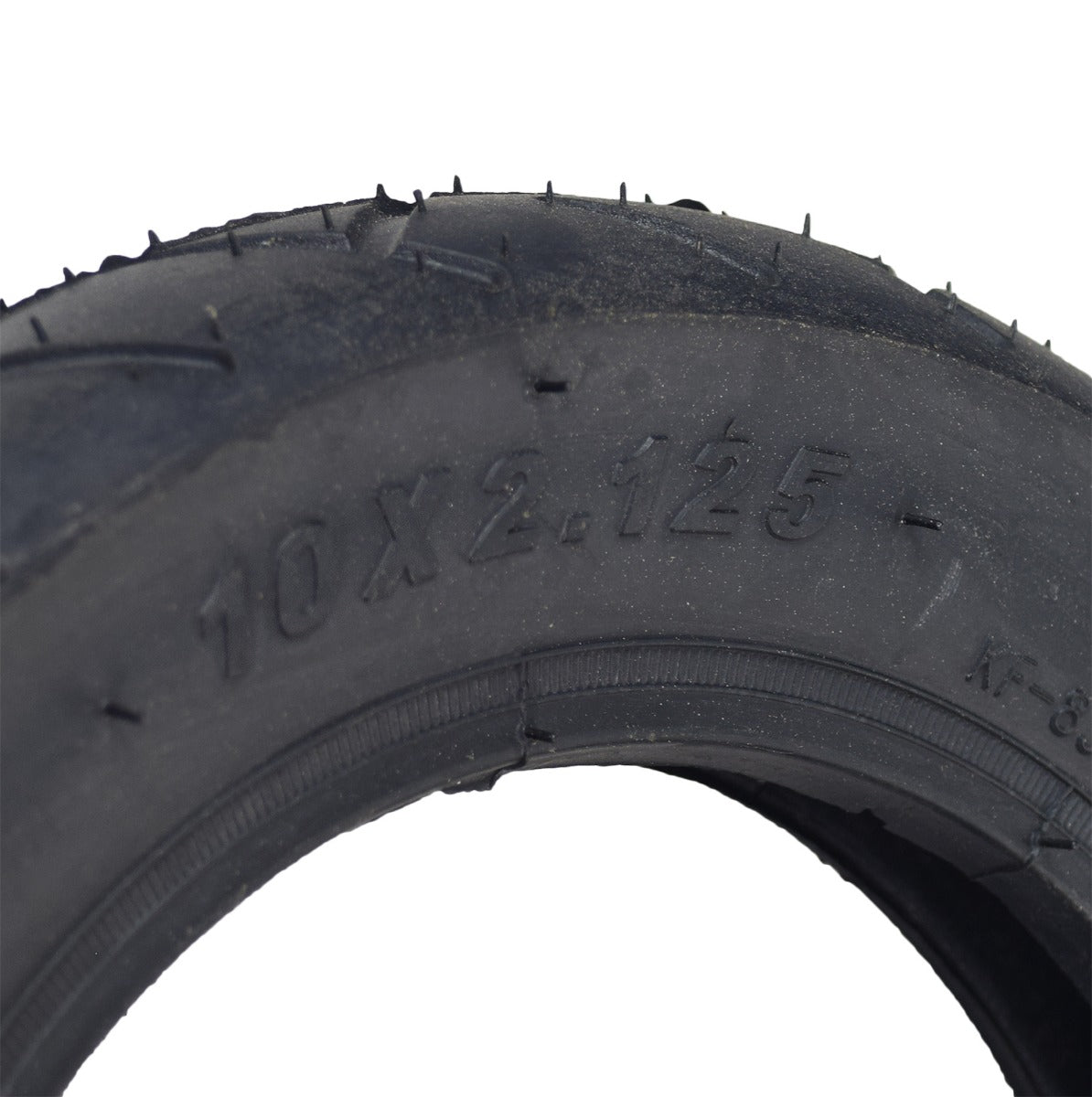 Close-up of a 10x2.125 Tire & Tube Set for the Swagtron SwagCycle, highlighting the tire's tread pattern and sturdy rubber material. Essential for rear wheel compatibility on SwagCycle electric bikes.