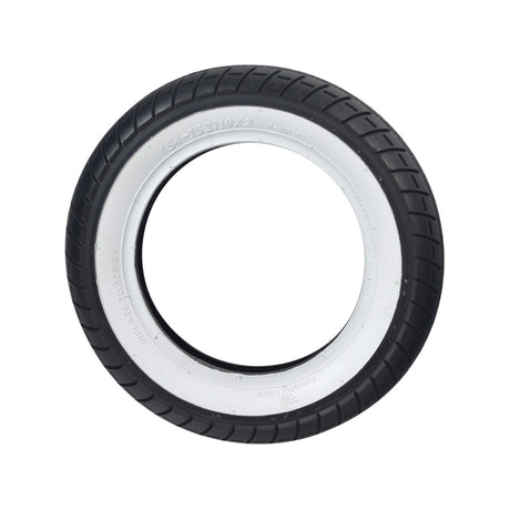 10x2 Pneumatic Whitewall Tire for the Razor Pocket Mod Petite, showcasing a retro-style whitewall side and shallow-siped street tread, ideal for scooters requiring a 10x2 or 54-152 tire size.