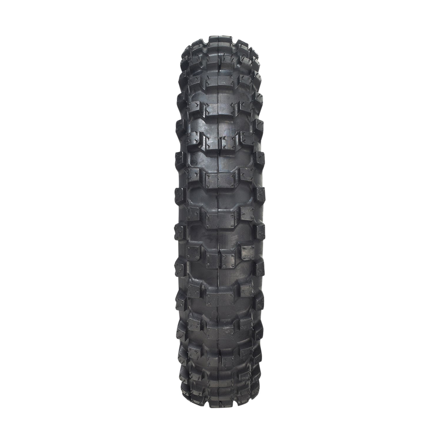 2.50-10 Dirt Bike Tire with Directional Knobby Tread, shown with prominent black treads, suitable for various mini dirt bikes. Optional inner tubes available for enhanced traction and convenience.