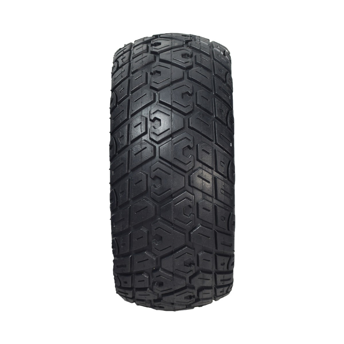 8.5 (200x90) solid tire for hoverboards, featuring a knobby all-terrain tread. Designed for flat-free performance, compatible with models like the Gyroor Warrior G2. Rim not included.