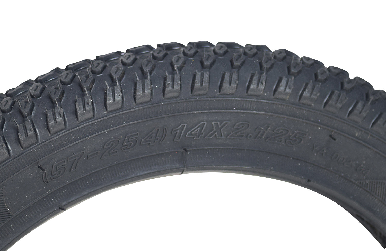 14x2.125 Knobby Tire for the Gyroor C3 Electric Bike, showcasing a close-up of the tire's knobby tread, ideal for both soft ground and hard concrete surfaces.